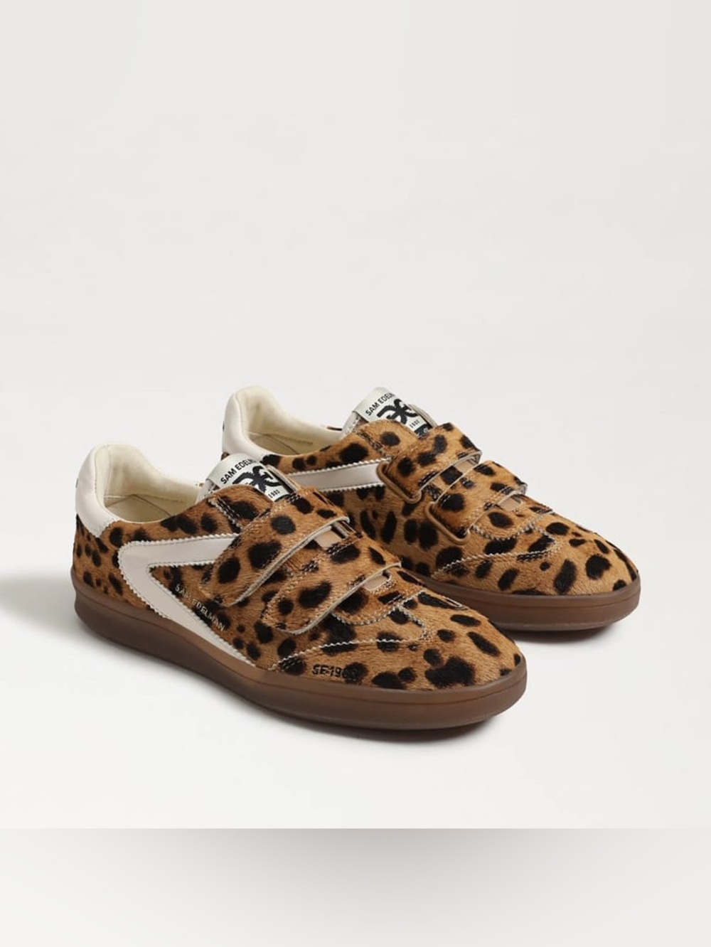 NWT Sam Edelman Talia Velcro Leopard Brahma Hair Leather Sneakers Size 6